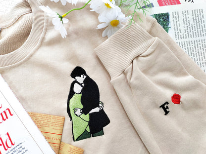 Personalisierter Hoodie mit Fotoportrait, besticktes Sweatshirt, Paar Hoodie, Line Art Foto Sweatshirt, Geschenk für Sie/Ihn