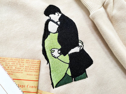 Personalisierter Hoodie mit Fotoportrait, besticktes Sweatshirt, Paar Hoodie, Line Art Foto Sweatshirt, Geschenk für Sie/Ihn