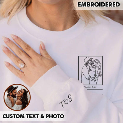 Benutzerdefinierte personalisierte Foto Portrait bestickt Sweatshirt Paar Hoodie
