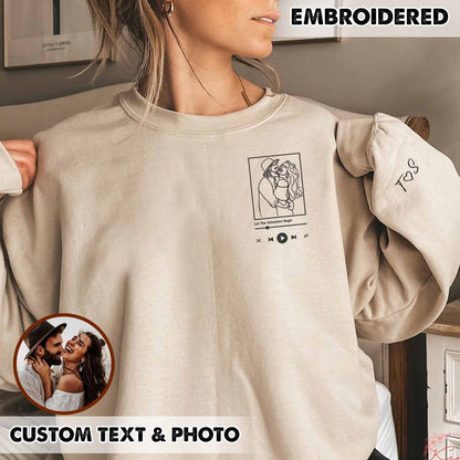 Benutzerdefinierte personalisierte Foto Portrait bestickt Sweatshirt Paar Hoodie