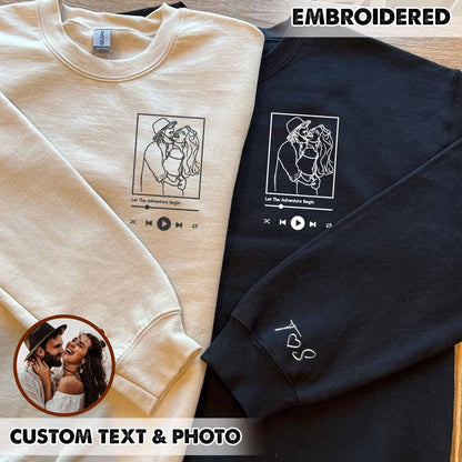Benutzerdefinierte personalisierte Foto Portrait bestickt Sweatshirt Paar Hoodie