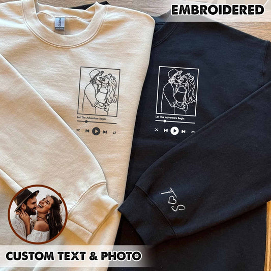 Benutzerdefinierte personalisierte Foto Portrait bestickt Sweatshirt Paar Hoodie
