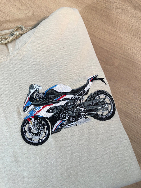 Motorrad, Freund, bestickte Auto-Kapuzenpullover, individuelles Liebesgeschenk für Freund, Auto-Enthusiasten, Geschenk