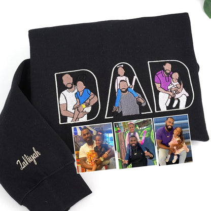 Personalisierter Vatertagspullover | Individuelle Gesichtsstickerei, einzigartiges Geschenk auch für Opa