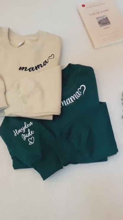 Besticktes Sweatshirt, Sweatshirt mit personalisiertem Text, Crewneck mit Stickerei, Verschiedene Stickarten, Muttertagsgeschenk, Hochzeitsgeschenk