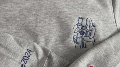 Personalisiertes Besticktes Portrait Sweatshirt, Personalisierter Foto Hoodie, Sweatshirt Für Ihn, Name Auf Manschettenknöpfe Gestickt, Paar Hoodie, Jubiläumsgeschenk