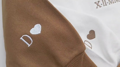 Benutzerdefinierter Bestickter Kapuzenpullover Mit Römischen Ziffern Und Initialen, Valentinstagsgeschenk, Jubiläumsgeschenk, Personalisierter Kapuzenpullover