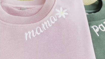 Personalisiertes Papa/Mama Besticktes Sweatshirt mit Kindernamen am Ärmel, Papa/Mama Schwangerschaftsankündigungs-Sweatshirt, Vatertagsgeschenk