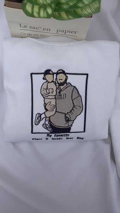 Gesticktes Portrait-Sweatshirt, individuelles Foto auf Hoodie, bestickt, Vater-Portrait-Hoodie von Ihrem Foto
